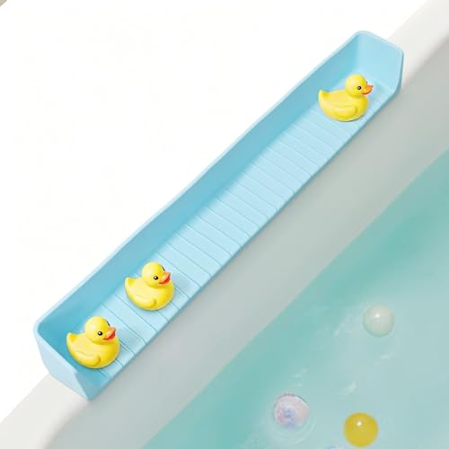 KINDLUME Paraspruzzi per Vasca Da Bagno per Bambini, In Silicone, Paraspruzzi Più Lungo, Supporto per Giocattoli per Vasca Da Bagno Impedisce Fuoriuscite d'Acqua In Bagno