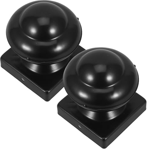 FONDOTIN 1set Weatherproof Iron Gate Post Covers Decorative Fence Post Fittings for Backyard Decks with Thick Black Finish Easy DIY Installation 2pcs