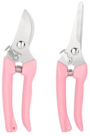 WUWYOUWL 2PCS de tijeras de flor de acero inoxidable con bloqueo (Rosa) | Podadoras de mano Cizarras de plantas, Poda de jardín, Secadoras, para ramas, flores, recolección de frutas, bonsái