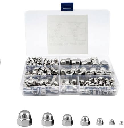 230 Stück 304 Edelstahl Hutmuttern Set,Abdeckkappen für Schrauben M3-M12 | M3/M4/M5/M6/M8/M10/M12 Hutmutter Set 304 Edelstahl Für Gewindeverbindungen und Schutz bei Maschinenbau- und Autoteilen.