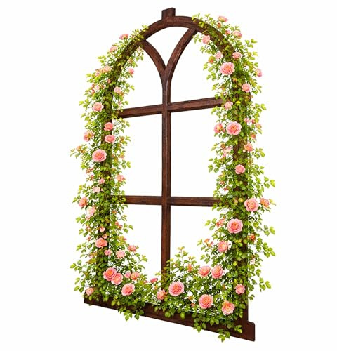 Relaxdays Stallfenster Gusseisen, Vintage Fensterrahmen, Wanddeko & rustikale Rankhilfe, HB: 68 x 44 cm, antik, braun