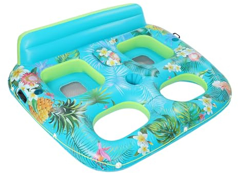 XXL Pool Sessel Aufblasbar 2 Personen, Schwimmsessel für Pools Erwachsene, Luftmatratze Pool mit 2 Cupholder & Eisfach 6h Kühlung, schwimmliege für Paare, für Sommerpool, Strand, See