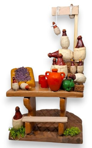 Chianese Banco Vino in Terracotta, Miniatura Artigianale per Presepe e Diorama, Stile Rustico, Multicolore, 15,5 x 7,5 x 9 cm, Decorazione di Mercati e Botteghe