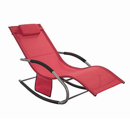 SoBuy® Swingliege Schaukelliege Sonnenliege Liegestuhl Gartenliege Gewebe in rot OGS28-R