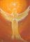 Engelbild, Kunstfoto: Das Herz weiß es Herzbild mit Engel, in Braun Orange Gelb, Spirituelles Wandbild, Genesungsgeschenk (20x30cm)