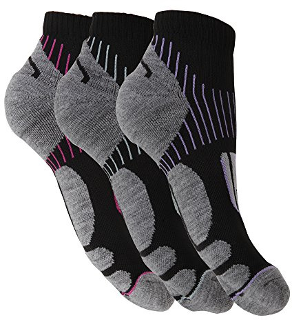 Universal Textiles Womens/Ladies Cycling Socks (3 Pairs) (4-7 UK) (BLACK/GREY)