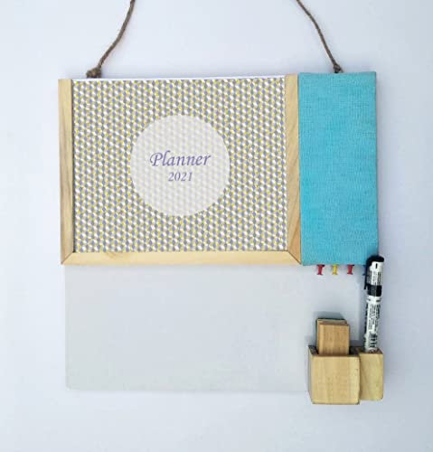 IVEI Planer Kombitafel - Blau - Pinnwand und Whiteboard Kombitafel mit Planer - Trocken abwischbare Tafel - Pinnwand - Innovativer Organizer - für Büro und Zuhause