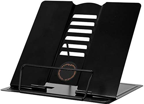 Metall Buchstütze Ergonomische Buchständer Schwarz Kochbuchhalter Tablets Bücher Ständer Halter Leseständer mit verstellbarer Neigung für Arbeitszimmer Küche Kinderzimmer Tablethalter Buchaufsteller