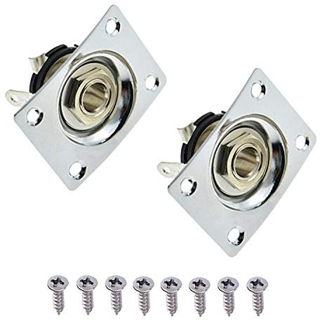 1/4Square Jack Output Plate Socket for Electric Guitar(Pack of 2) (Chrome)