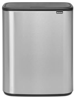 Brabantia 223082 Bo Touch Abfalleimer, mit 1 x 60-Liter-Inneneimer (matter Stahl, fingerabdruckfest), Abfall- / Recyclingeimer für die Küche mit herausnehmbaren Fächern und gratis Müllbeutel