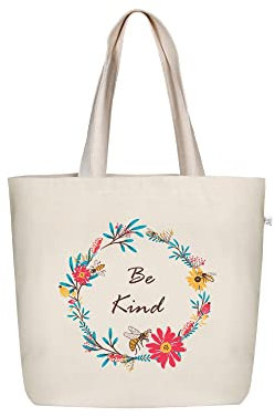 Eco Right Canvas Tasche Damen, Shopper Damen Groß, Strandtasche Mit Reißverschluss, Einkaufstasche