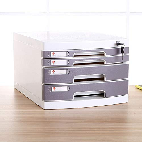 TUCY A4 Desktop-Schubladenbox Office-Speicher Aufbewahrungsbox, Aufbewahrungsbehälter, Abschließbar, Kunststoff Desktop-Organizer Schreibtisch Datei Halter for Büro Und Zu Hause