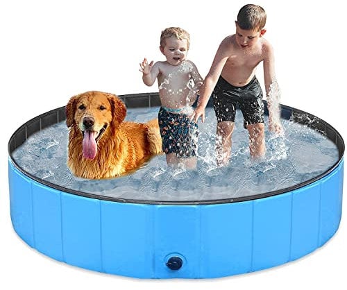 Taeku Piscina per Cani, PVC Antiscivolo Resistente Vasca da Bagno Pieghevole Vasca per Cani Piccoli Grandi Animali Domestici Gatti (Blu 120 x 30)