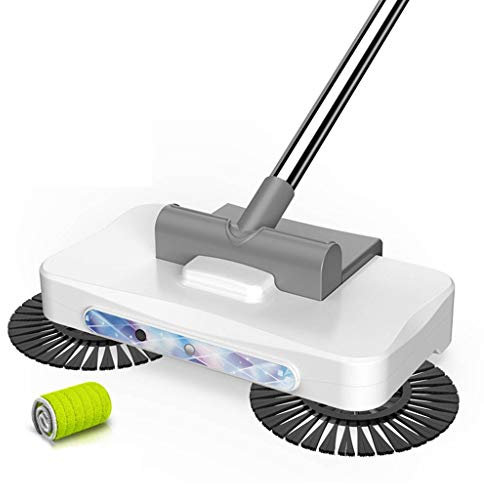 Escoba NLIAN- Barredora de Empuje Manual Hogar, Limpieza de Reflector Frontal Barredora automática de Empuje Manual Limpiador de casa 3 en 1 Adecuado for Todo Tipo de Terreno (Color : White)