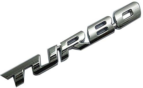 Porfeet Auto Abzeichen Aufkleber, Coole 3D-Legierung Metall Buchstaben Turbo Auto Motorrad Emblem Abzeichen Aufkleber Aufkleber Dekor Silber Einheitsgröße