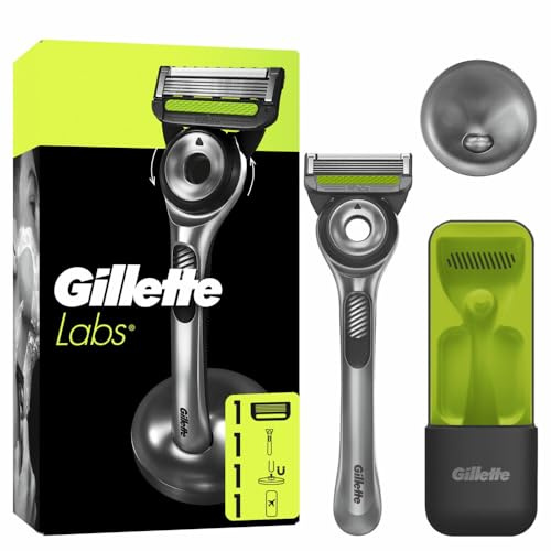 Gillette Labs Rasierer mit Peelingstange, Herrenrasierer, 1 Griff, 1 Nachfüllklingen, inklusive Reiseetui für praktische Aufbewahrung unterwegs und einem Premiummagnetsockel
