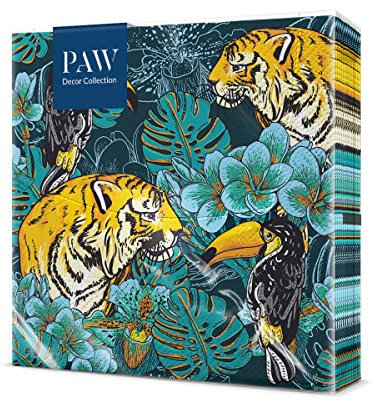 PAW - Servietten 3-lagig (33 x 33 cm) I 20 Stück I Perfekt für Kindergeburtstage, Partys, Kommunion und Feiern I Papierservietten Bunt mit Party Motiv I Tiere, Freude, Party - Wild Nature