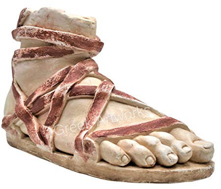 Fuß des antiken griechischen römischen Soldaten Sandalen Schuh Statue Skulptur Kunststein Cast