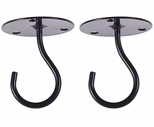 2 Stück Deckenhaken Metall Wandhalterung Blumenampel Aufhängehaken Pflanzenhalterung zum Aufhängen von Vogelfutterspendern, Pflanzgefäßen, Laternen, Windspielen (schwarz)