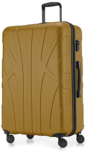 suitline - großer Hartschalen-Koffer Koffer Trolley Rollkoffer XL Reisekoffer, TSA, 76 cm, ca. 96-110 Liter, 100% ABS Matt, Herbstgold