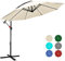Jiubiaz Parasol déporté en aluminium gris - Avec pied - Réglable en hauteur - Pliable - Protection UV - Différentes couleurs - Imperméable, blanc crème, 3.5M