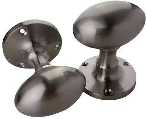 Golden Grace Oval Mortice Sprung Door Knob Set Pack in Satin Brushed Nickel Finish