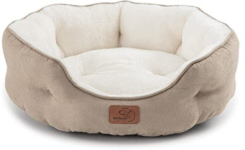 BEDSURE Katzenbett waschbar Katzen Bettchen - 51x48x15cm Katzen Bett mit zweiseitig Innenkissen Katzenschlafplatz für Katzen oder kleine Hunde, Kamel
