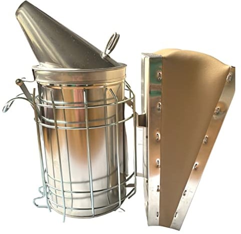 Dadant Smoker 4 x 7 Stainless Steel with Shield- Bee Smoker Beekeeper Beekeeping- Made in USA