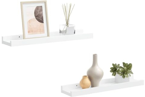 vidaXL 2X Bilderleiste Fotoleiste Bilderregal Galerieboard Wandregal Regal Wandboard für Bilderrahmen Fotorahmen Weiß 40x9x3cm MDF