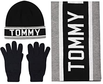 Tommy Hilfiger Herren, Scarf and Glove Set Beanie-Mütze, Schwarz, Einheitsgröße