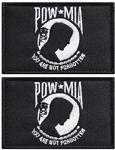 stidsds 2 Stück Amerikanische US POW MIA Flagge Patch USA POW MIA Flaggen Bestickte Patches United States Military Flaggen Army Tactical Patch für Kleidung Hut Rucksäcke Pride Dekorationen