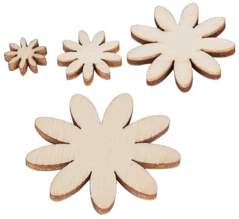 Cyrank Holzblumen, 250 Stücke Holz Blumen Scheiben Holzscheiben Naturholzscheiben Streudeko Tischdeko, Holzblume Und Blatt DIY Scheiben Für Ostern Geburtstag JGA Hochzeit Feier Party Deko