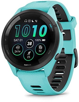 Garmin Forerunner 265 Running Smartwatch für Unisex, 46 mm Größe, Aqua/Schwarz
