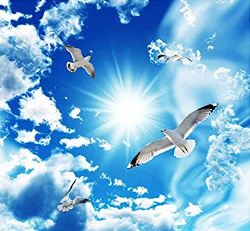 Fototapete 3D Effekt Himmel Möwe Decke Tapeten 3D Effekt Vliestapete Wohnzimmer Schlafzimmer Wandbilder Wanddeko