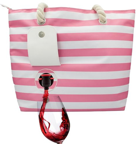 Sneaky Booze Wine Purse Tote Bag Cooler with Hidden Spout Alcohol Dispenser Insulated Flask Holds 2 Bottles Easy Pouring Durable Stylish Portable Carrier Design for Traveling Picnics Parties Beach