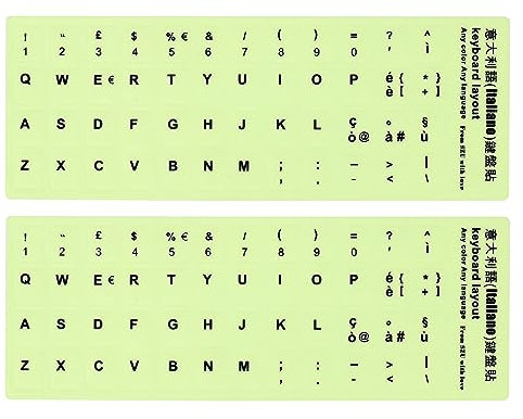 PATIKIL Italiana Tastiera Adesivi Brilla al Buio 2pz Luminose Universale Tastiera Cover Ricambio per Notebook Scrivania Computer, Nero Caratteri