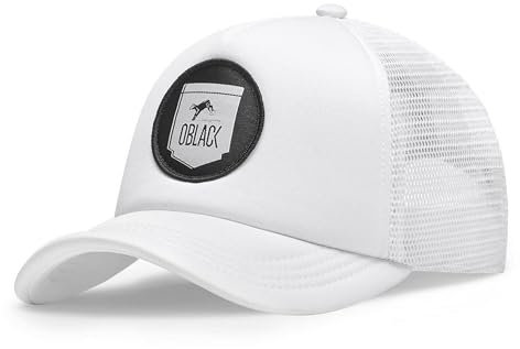 Oblack Gorras niño Blanca Classic Kids Total White Gorras Mujer Beisbol Ajustable con Visera Acolchada y Rejilla Negra - Gorra Trucker Adolescentes