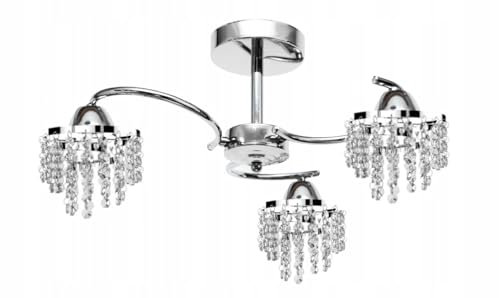 Moderne Kristall Deckenleuchte E27 Flur Lampe mit Chrom Metall 3-Flammig Lampenschirm Rund Kronleuchter verchromte Deckenlampe Flurlampe für Korridor Foyer Treppenraum Umkleideraum Balkon (PE-D3)