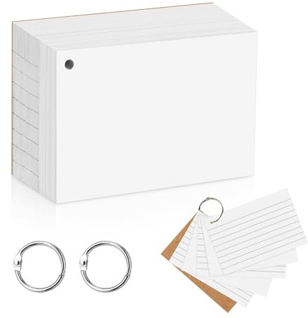 Agoer Karteikarten, Weiß, 300 Linien, 12,7 x 8,6 cm, leere Karteikarten, weiße Karteikarten, Lernkarten für Studenten, Lernen, Büro, Notizkarten, To-Do-Liste, Memo