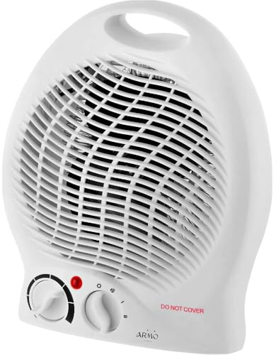 Armo® Fan Heater 2KW Upright Portable Fan Heater Bedroom Home Office Heating Heater With Thermostat (White)