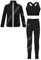 iiniim Kinder Mädchen Trainingsanzug Eiskunstlauf Anzug Glitzer Strass Langarm Sweatjacke + Hose Sport Leggings Yoga Gym Eislaufen Tanzkleidung Schwarz 122-128