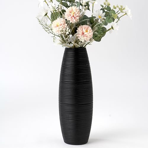 Leewadee - Moderne Blumenvase, Bodenvase für Pampasgras Als Wohnzimmer Deko- 34 cm Hoch, Schwarz