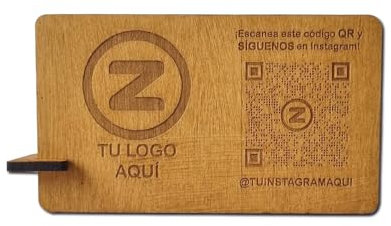 Bewood Design - Código QR Madera Barnizado Personalizado Restaurante Carta Bar Cartel Menú Letrero Logotipo Comercio Mesa