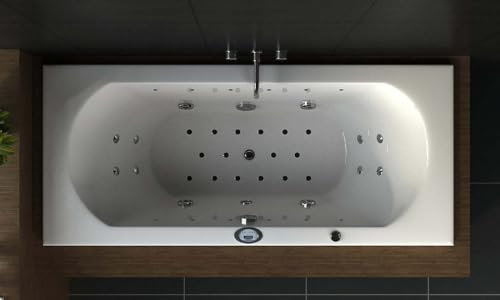 Luxus LED Whirlpool Badewanne 180x80 cm Ozon + Heizung +Radio inkl. Spedition