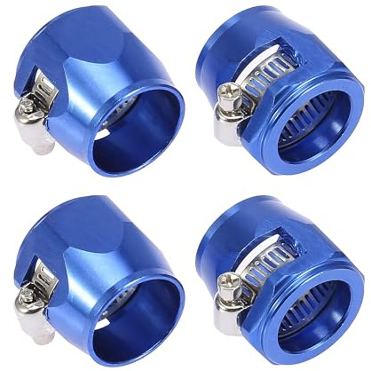 Unifizz AN12 Sechskant-Schlauch-Endstück, flexible Gummi-Rohrschelle für Automobil, Motorräder, Öl, Kraftstoff, Wasserschlauch, blau, mit Schraubband-Adapter, 4 Stück
