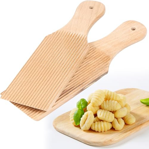 Foribyw 2Pcs Pasta Maker Wooden Gnocchi Board Butter Paddles 9.1 x 2.8 Inches Spaghetti Macaroni Pasta Board Practical Gnocchi Maker Homemade Pasta Making Tools for Home Kitchen Festival Restaurant