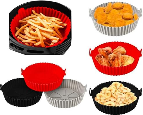 GRANZ Air Fryer Silicone Pot, 2 Pack Reusable Airfryer Liners, Silicone air Fryer Liner Accessories, Basket Rack Kitchen Gadgets Essentials Ninja, Replacement of Disposable Parchment Paper Liner