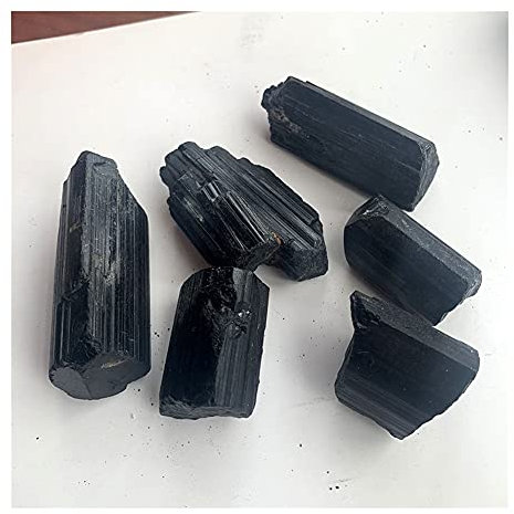 AUOQKQUT Balance 1 Stück natürlicher Kristall, großes Korn, schwarzer Turmalin, Erz, Mark Jet-Stein, Kristall, Quarz, Mine, Standard-Kollektion, Glücksstein, Kristall Haus Dekoration(Size:70-100g)