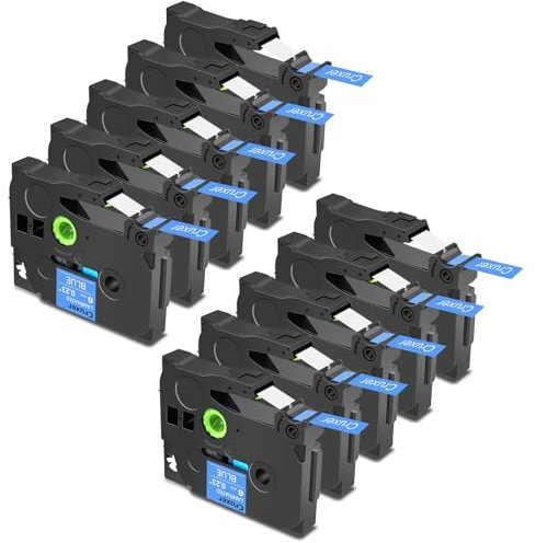 Cruxer 10er-Packung Kompatibel für Brother P-touch TZe-515 Blue Laminierte Bänder,Weiß auf Blau 0,23'' 6mm x 8m Schriftband Ersatz für Brother PT-H100R PT-200 PT-H105 PT-H110 PT-D410 PT-E110VP