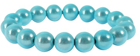 Akzent Armband mit Farbenfrohen Kunstperlen in 8, 10 und 12mm - Elastisches Sommer Kugelarmband in 13 Farben Geschenkidee (Perlendurchmesser: 10mm, Hellblau)